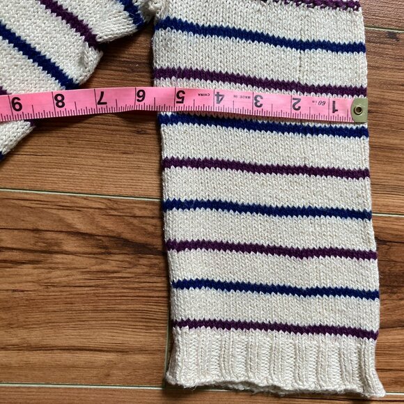 Circular Yoke Stripe Sweater Hand knit Small - Picture 7 of 8